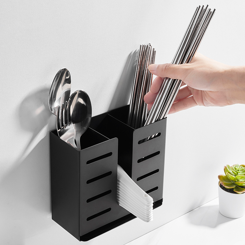 Kitchen chopsticks basket spoon artifact Wall-mounted chopsticks spoon tube Household chopsticks hole-free cage Wall-mounted storage shelf