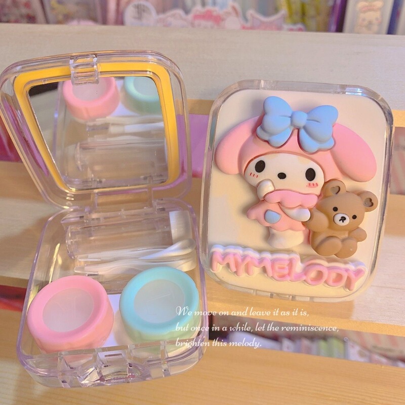 Cute Cartoon My Melody Contact Lens Case Portable Contact Lens Companion Care Box Girly Style Ins Double Case
