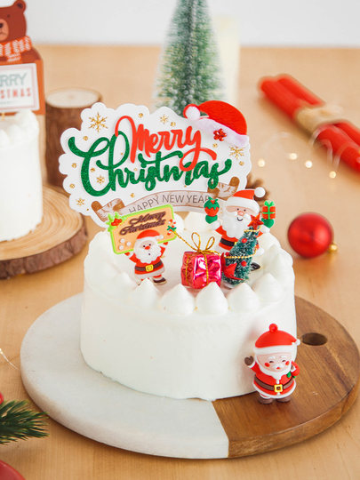 Christmas Tree Cake Decoration Small Inserts Ornaments Toppers Baking Paper Cups Santa Claus Merry Bowl