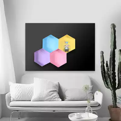 Creative magnetic hexagonal shelf Strong suction lattice nail-free magnetic absorption shelf Nordic home decoration refrigerator