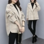 2018 phụ nữ mới mùa thu và mùa đông rộng rãi áo khoác len ngắn cỡ lớn lưới nữ coat áo khoác len nam nhỏ áo khoác dù nữ