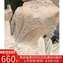 Starry lord wedding dress bride 2021 new French heavy industry court word shoulder big tail small man light woman