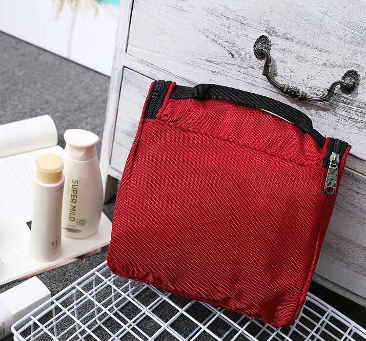 Mens Black Red Travel Toiletries Bag Hook Hanging Shower Bag Case Kit
