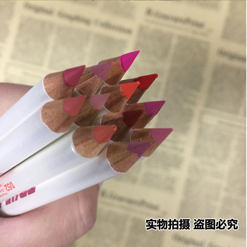 12 bộ son môi bút chì môi bút chì kẻ môi không thấm nước mờ đánh dấu cắn môi màu nude amy - Bút chì môi / môi lót bút son môi