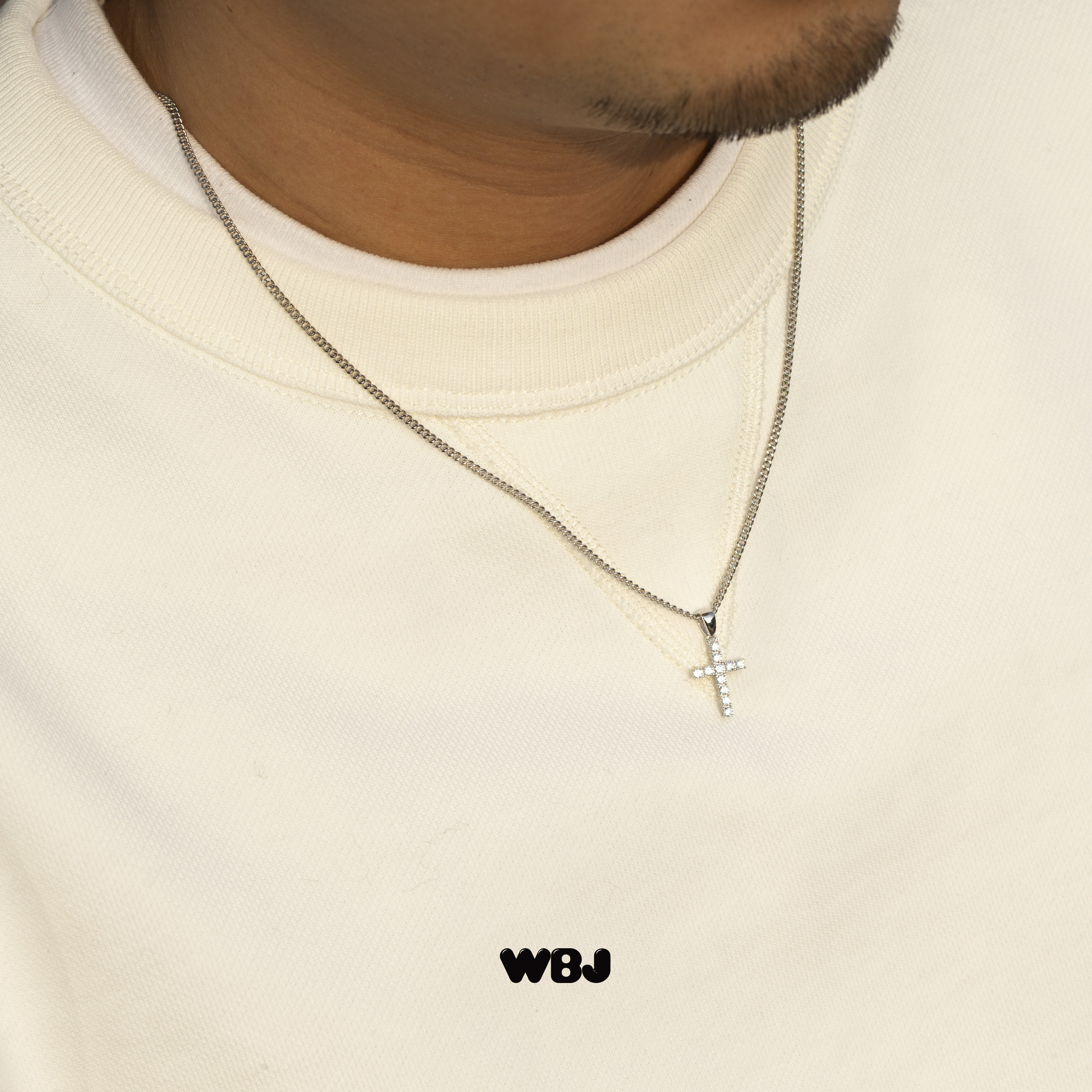 WBJ Custom Jewelry Full Inlaid Mini Cross S925 Sterling Silver Necklace Pendant Gold Plated Silver Jewelry