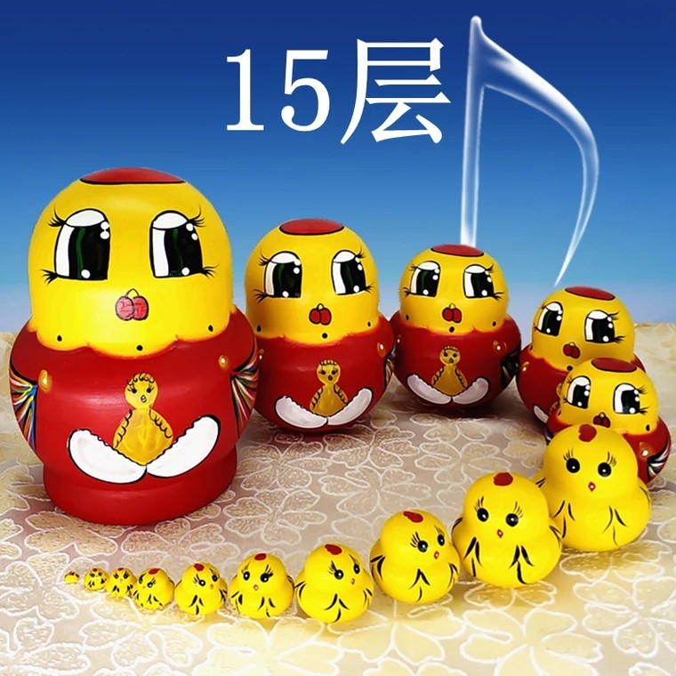 Russian nesting doll 15 layers vibrato with the same chicken nesting doll 15 layers pure hand-painted children's toy gift