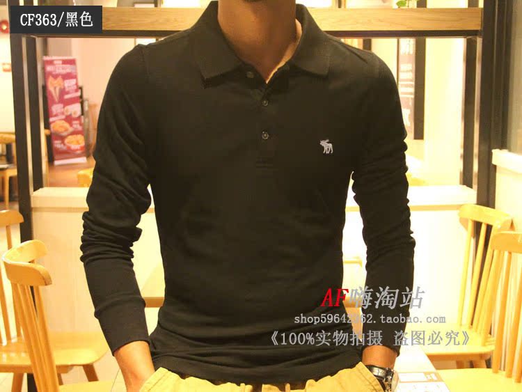 Thu đông 2018 mới af áo thun dài tay nam tự trồng ve áo kinh doanh áo thun polo cotton cotton giản dị áo phông polo