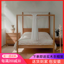 All solid wood canopy bed four-poster bed Nordic style simple modern net red bed and breakfast furniture bed inn bed can be customized