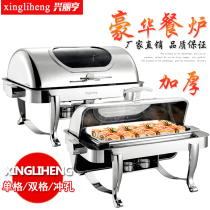  Luxury thickened stainless steel square visual buffet stove Electric heating Buffy stove insulation stove Breakfast stove tableware