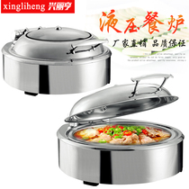  Thickened stainless steel round visual hydraulic buffet stove Hotel electric buffy stove Breakfast stove insulation tableware
