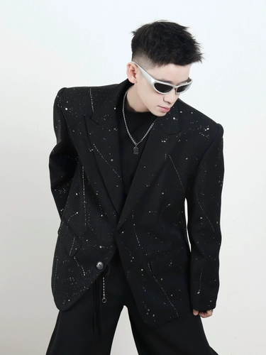 Дизайнерское звездное небо, пиджак классического кроя, мужская куртка, наплечники для отдыха, классический костюм