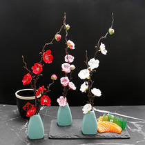 Sashimi pendulum disc decorated with flower and grass Dish dishes adorned with cold dishes Dishes Accessories Creative mood Small swinging pieces Seafood Pose