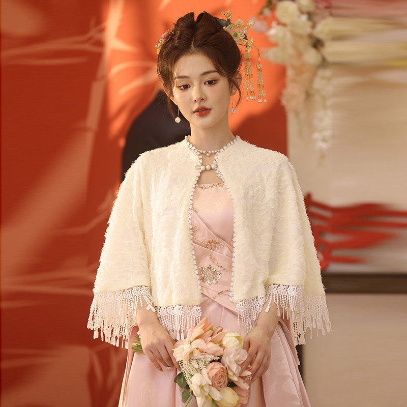 Evening dress shawl in Hepburn style, versatile with evening dress skirt, short coat cape, waistcoat, cape for women to keep warm in autumn and winter