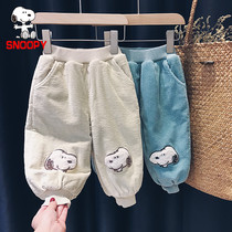 SNOOPY SNOOPY baby 2021 autumn and winter New corduroy long pants for boys and girls plus velvet padded casual pants