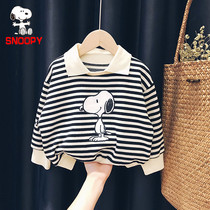 SNOOPY SNOOPY baby sweaters for children 2021 autumn new boys and girls striped long sleeve knitted top