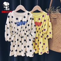 SNOOPY SNOOPY girl long sleeve dress children polo dress 2021 Autumn New Princess dress