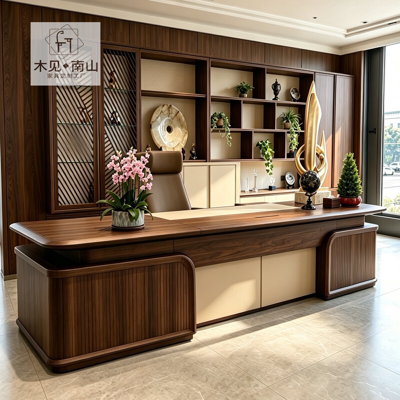 Song-Style Aesthetics North American Black Walnut Executive Desk 2026 New Model High-End Light Luxury Grand Solid Wood Executive Desk