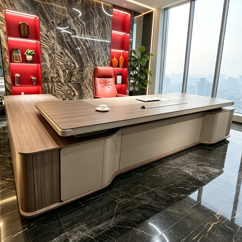Modern Light Luxury High-End Solid Wood Executive Desk 2026 New Model High-End Ceo Office Desk Executive Desk with Side Table Modern Light Luxury High-End Solid Wood Executive Desk 2026 New Model High-End Ceo Office Desk Executive Desk with Side Table