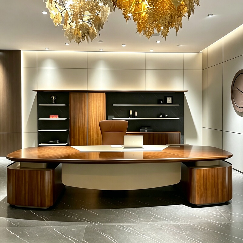 New Chinese-Style High-End Solid Wood Executive Desk 2026 New Model High-End North American Black Walnut Executive Desk