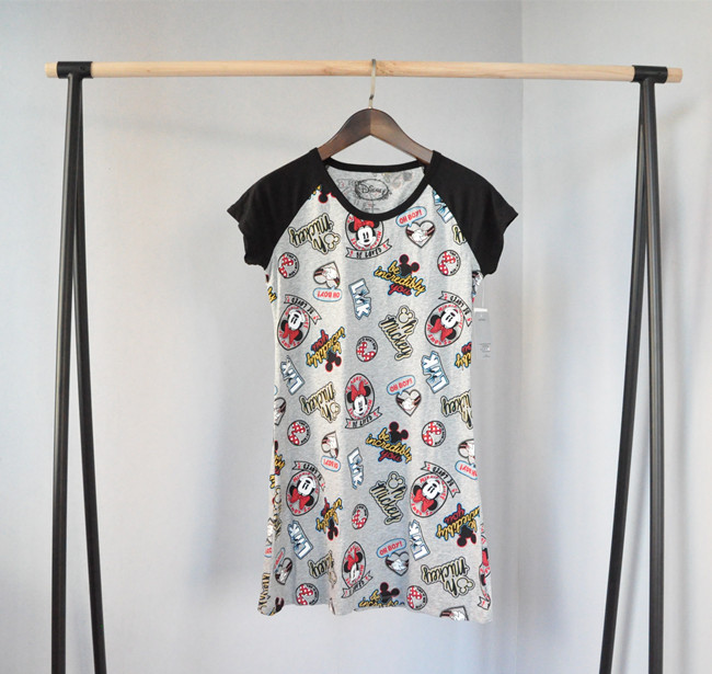 Sàn mới in Raglan tay áo phụ nữ phim hoạt hình ngắn tay nhà nightdress với mã kích thước