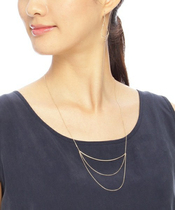 Japan COCOSHNIK fashion minimalist three-story arc smile 100 hitch 10K gold necklace sweaters chain earrings