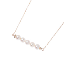 Japan COCOSHINIK Elegant Pearl Couplets 10K Gold Thyme Necklace Collarbone Chain Earrings