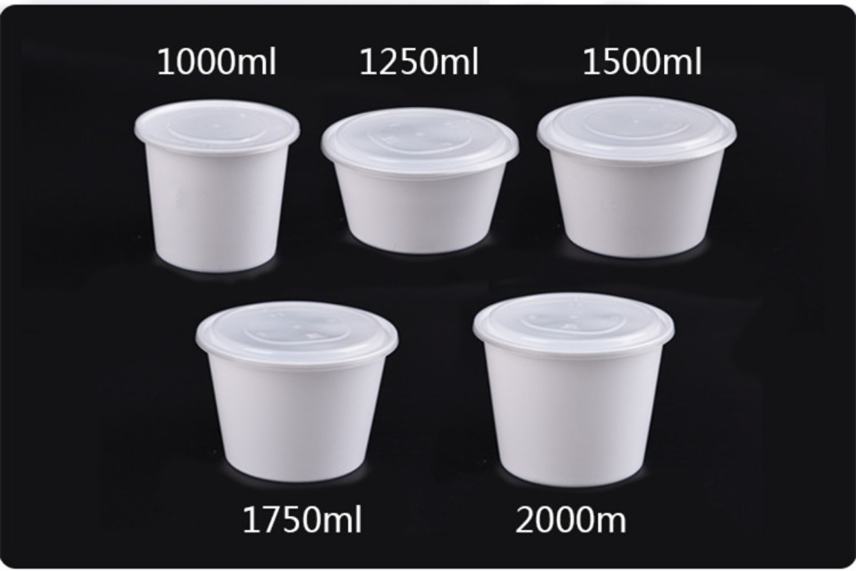 Mingxing tròn 1000ML hộp ăn trưa dùng một lần bao bì nhựa dày màu đen takeaway hộp ăn trưa thức ăn nhanh bát - Hộp cơm điện sưởi ấm hộp cơm điện unie
