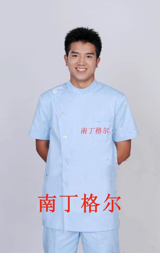 Nightingale Khoan Workwear Nha khoa Răng miệng Nam Bác sĩ Trắng Tay áo ngắn màu xanh Mùa hè Bộ chăm sóc đồ bảo hộ y tế