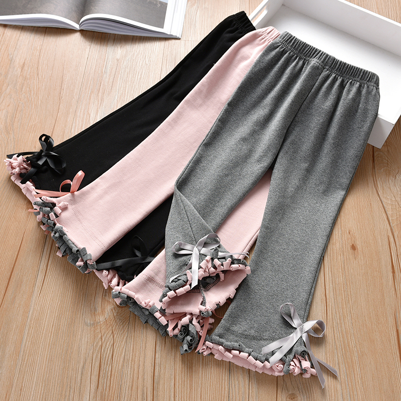 Girl Inside Lap Pants 2022 New Pure Cotton Children Horn Pants Korean Version Foreign Pie Spring Autumn Money Outside Wearing Toddler Pants