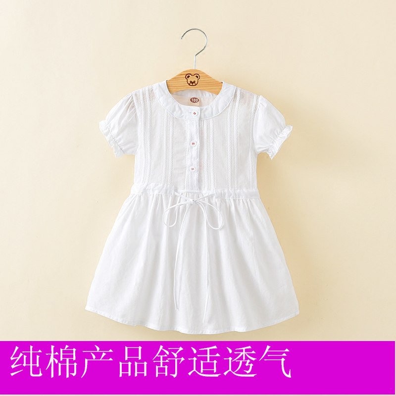 2022 new girls' short-sleeved shirts, summer dresses, children's skirts, children's and girls' summer long shirts and skirts