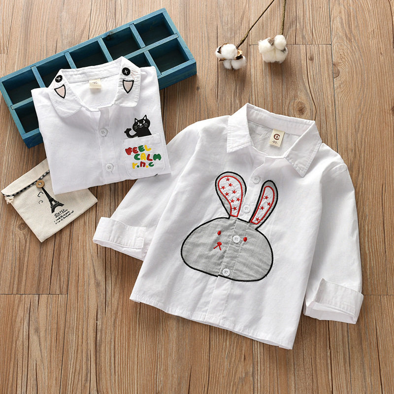 New Spring and Autumn Clothing 1 Girls Long Sleeves 6 Casual Shirts 3 Baby All-match 4 Spring Korean Cartoon Shirts 56 Years Old Tide
