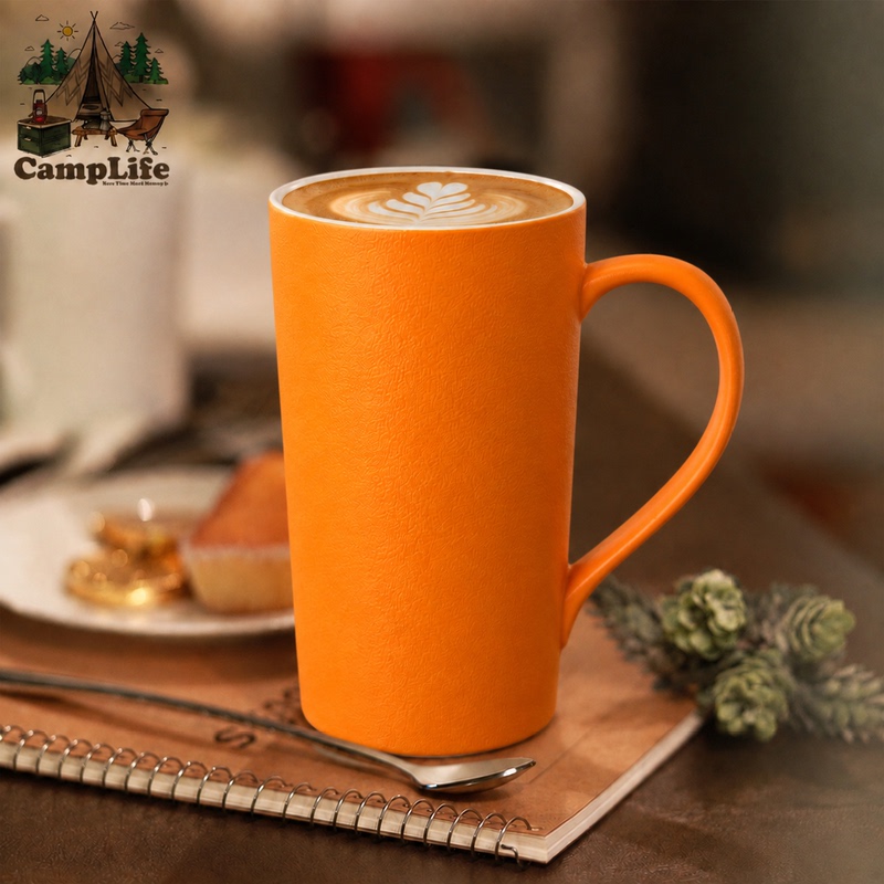 Large-Capacity Matte Orange Mug Ceramic Couple Office Light Luxury Fashion Drinking Cup Coffee Cup Gift for Women