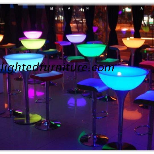 Bàn đèn LED mới thanh sáng tạo bàn cocktail cao và ghế bar đầy màu sắc ghế đẩu đêm đồ nội thất có chân - Giải trí / Bar / KTV