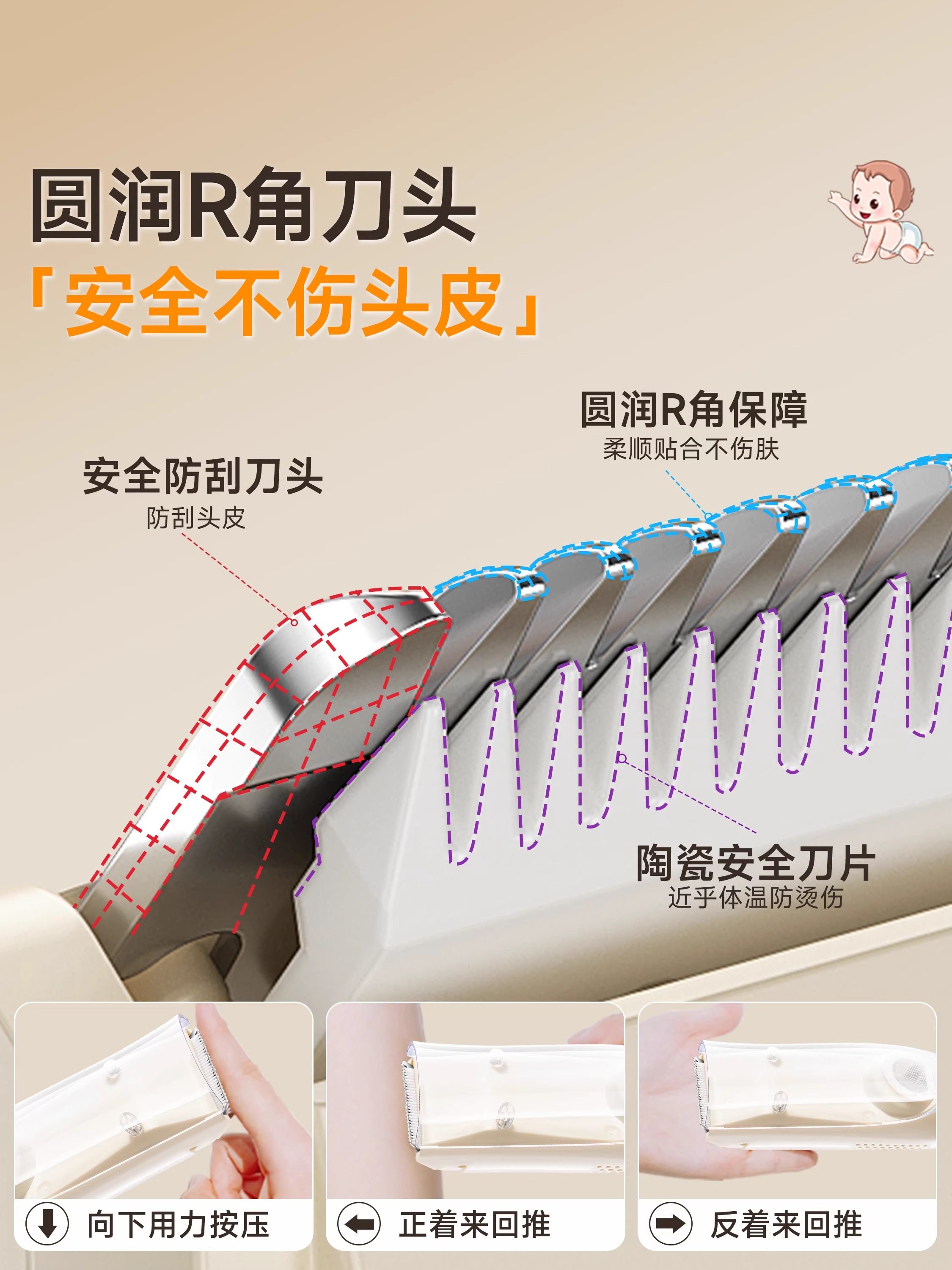 Oaks Hair Clipper for Children and Babies, Electric Hair Trimmer for Infants and Toddlers, Ultra-Quiet Automatic Hair Suction