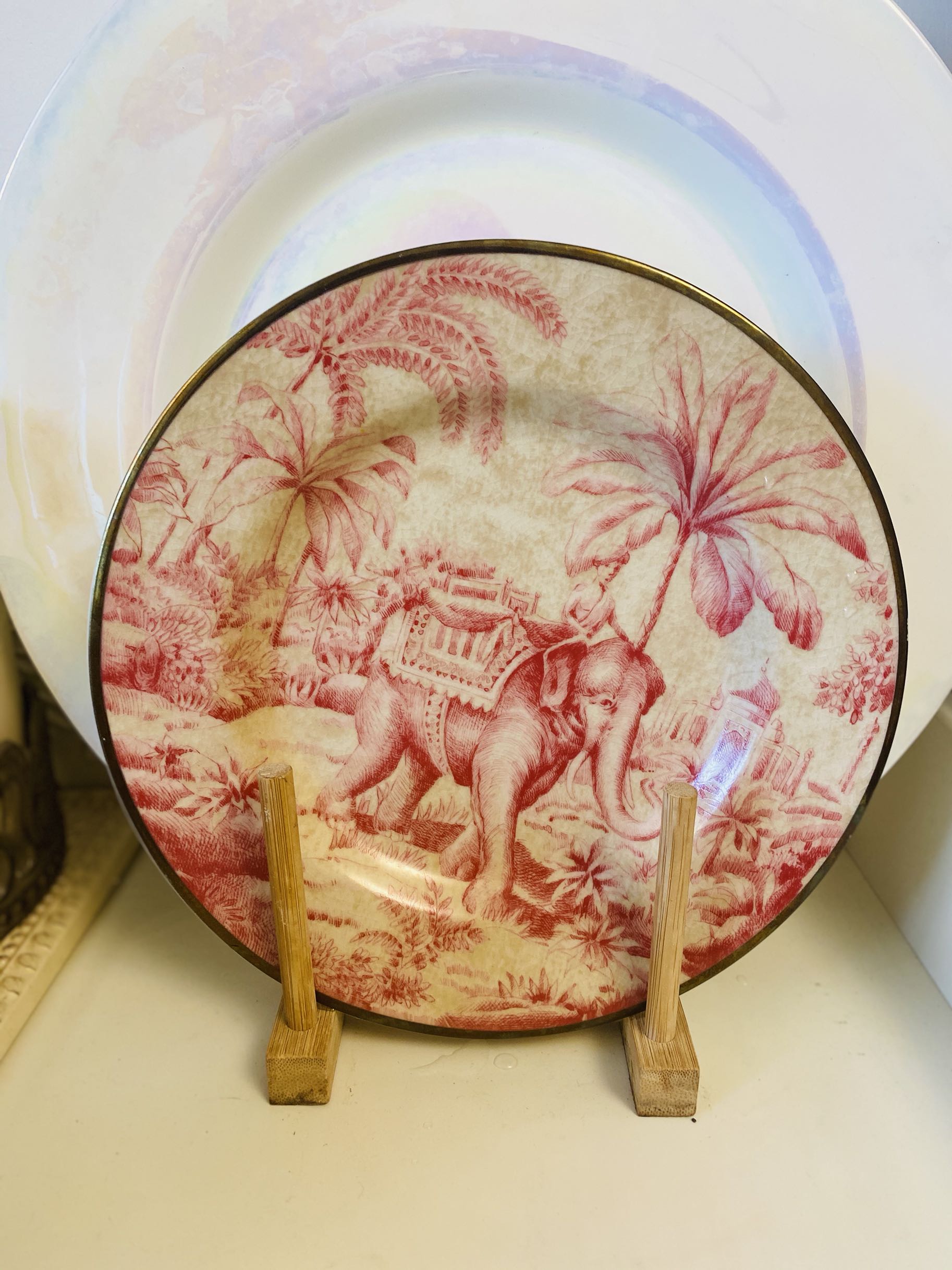 Export US ice cracked shaft hand-painted elephant pattern ceramic 8 inch disc