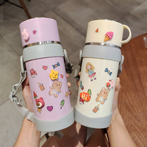 316 stainless steel thermos cup female high appearance value with cup lid can drink water Cup Student Travel large capacity straight Cup