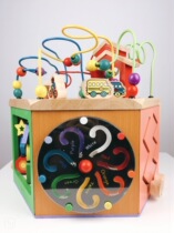 DAGEERGE puzzle six-sided multi-function large beaded wooden treasure box CHILDRENs toy beaded rack 1-6 years old