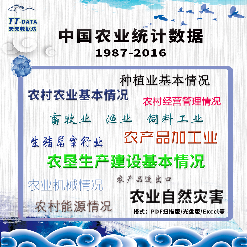 China Agricultural Statistics 2016-1987 Yearbook Data query Collation Data customization