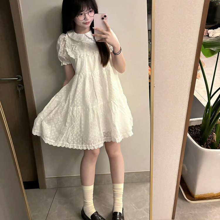 Summer White Dress for Petite Women 2026 New Style Loose Slimming Sweet Doll Collar First Love White Dress