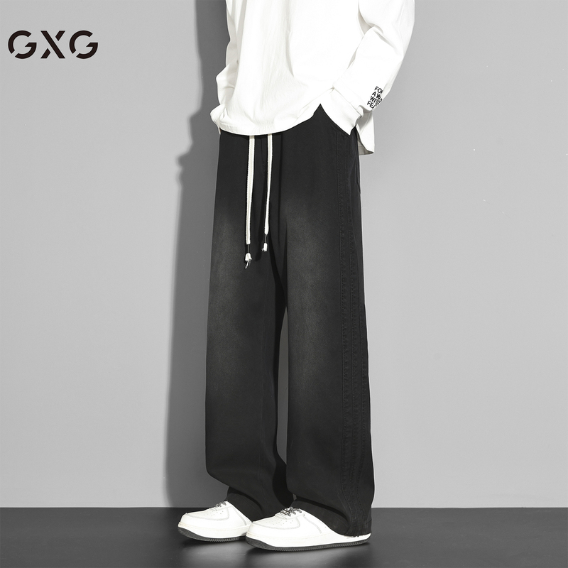 Gxg Men's Jeans American Style Gradient Retro Loose Straight-Leg 2026 Spring and Summer New Breathable Wide-Leg Pants