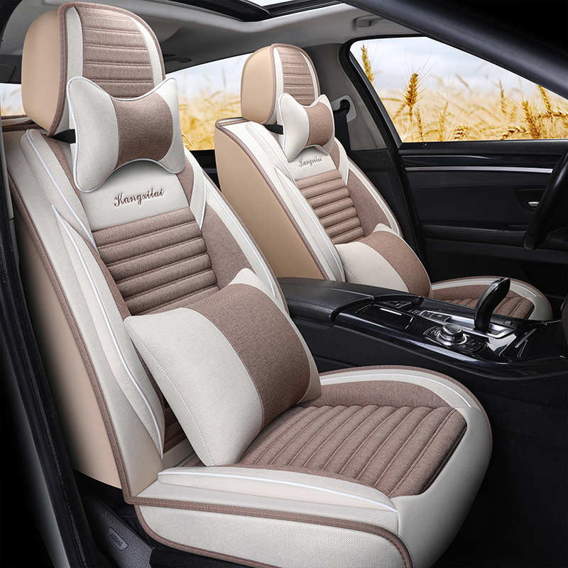 Car cushion four seasons universal cartoon full surround linen art seat cover goddess new summer special seat cover