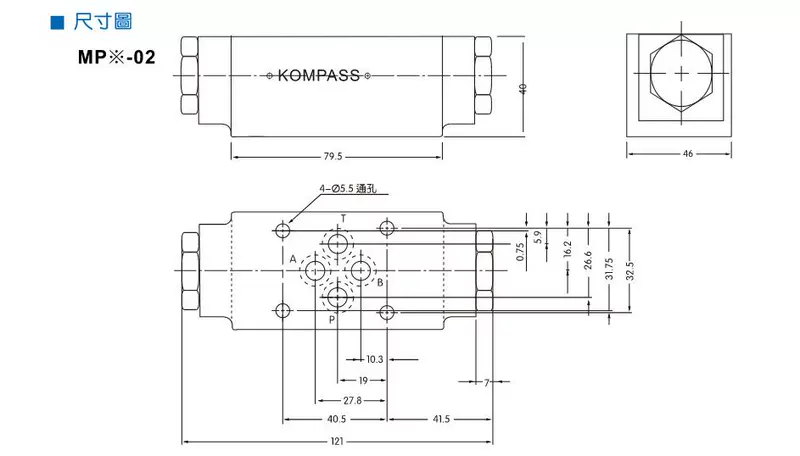 Van thủy lực chồng chất KOMPASS MPW-02A/B van một chiều điều khiển thủy lực MPA MPB van duy trì áp suất 03C