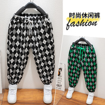 Boy Plaid Pants Spring Autumn New Small And Medium Children Spring Clothing Foreign Air Sports Pants Casual Loose Long Pants Tide Couts