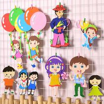 Large cartoon character board newspaper decoration character wall sticker Kindergarten classroom child role-playing wall decoration