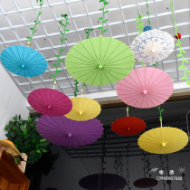 Kindergarten air corridor hanging colorful paper umbrella fan Creative handmade diy painting art materials dress up