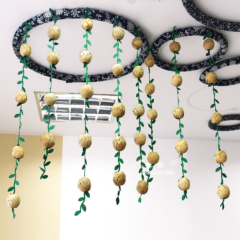 Handcrafted Works Corridor Classrooms Bamboo Woven Bamboo Eggs Placement Materials Wicker Creative Environment Decoration Unwoven Fabrics