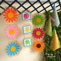 Hanging bamboo net Kindergarten sky classroom Corridor layout diy handmade creative home hanging environment dress-up