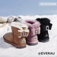 Австралийская страна Everau теперь следует за цветом бриллиантовой лук короткие волосы овчины -в одном снежном сапогах EA3088