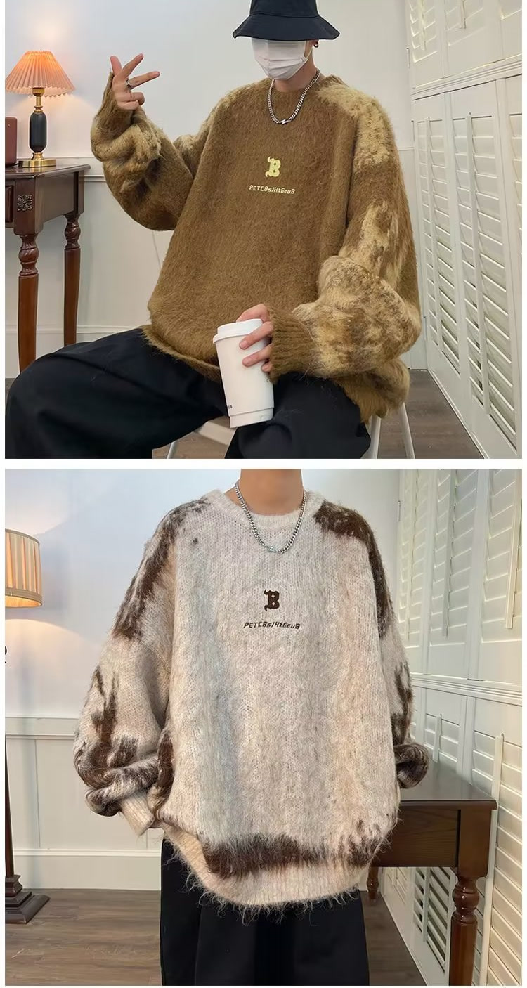 Moški pulover Mahai, jesensko-zimska korejska izdaja, ohlapna ameriška lenobna enobarvna pletena majica M5607-P58_voghion.com