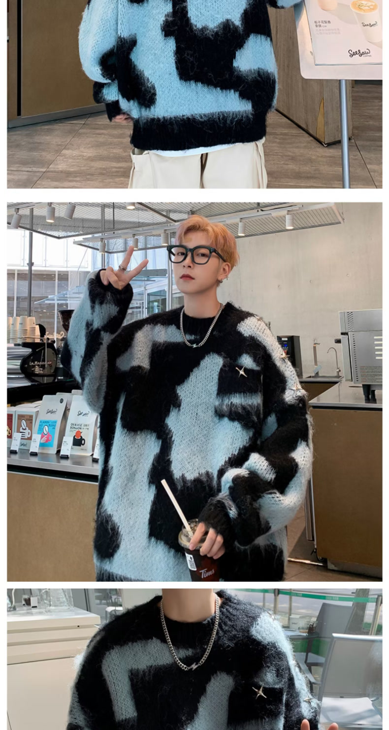 Women's Knitted Tie Dye Pullover Sweater Autumn Winter Fleece Top_voghion.com
